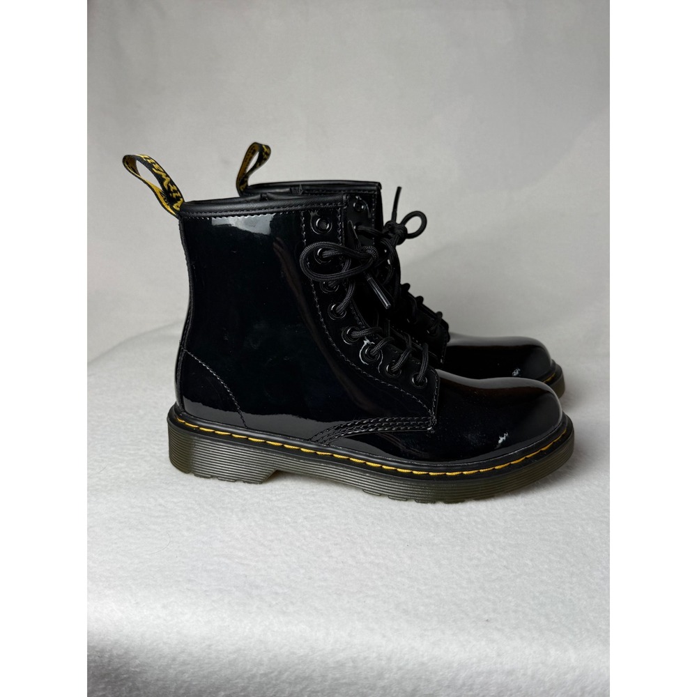 Dr. Martens 1460 Kids Black Patent Lamper Lace Up Boots Youth US 2 Like New